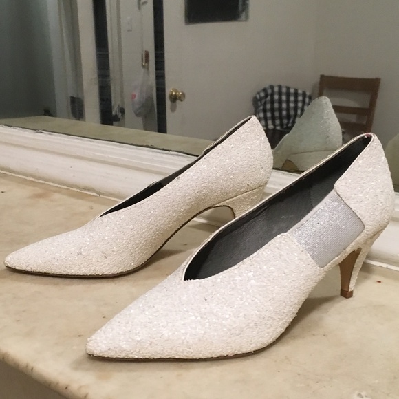 Free People White Glitter Heel 8.5 - Picture 1 of 5